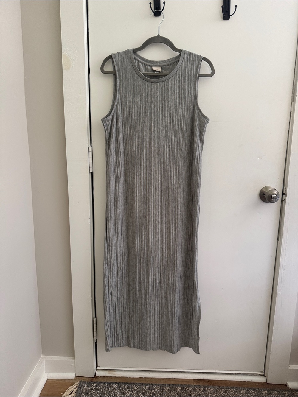 a new day Ribbed Sleeveless Gray Midi Dress